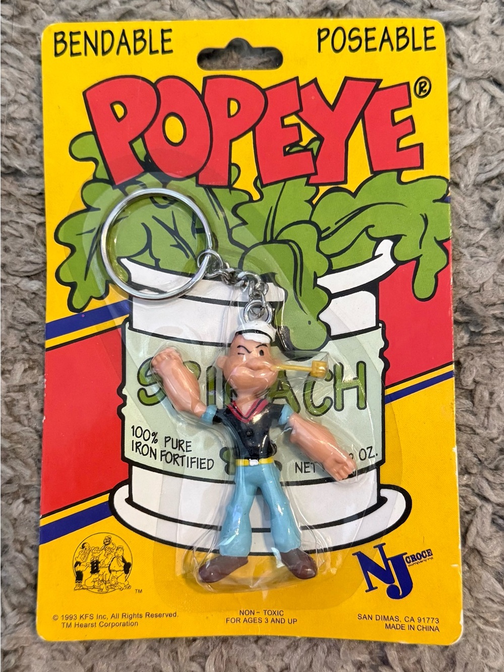 1993 Popeye Bendable Posable Keychain